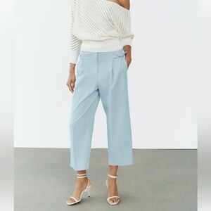 ZARA Culottes pants Cropped mid rise blue size L Womens new